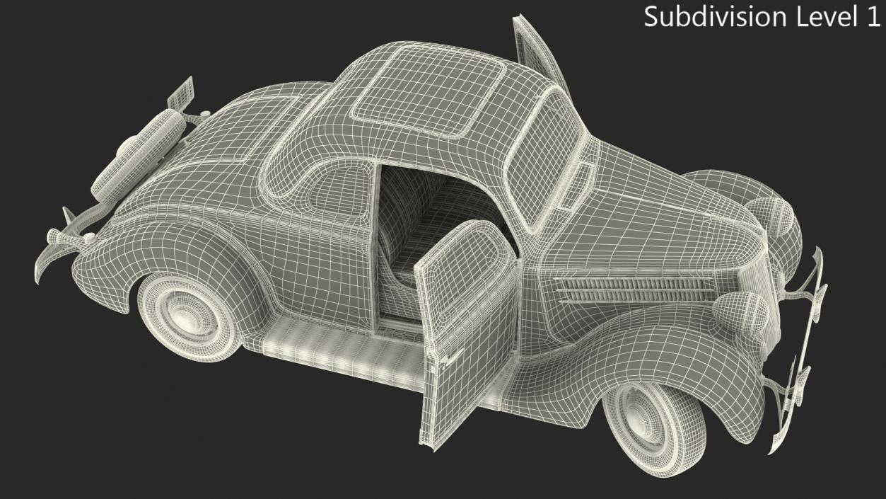 1936 Ford V8 Coupe Red Rigged 3D model