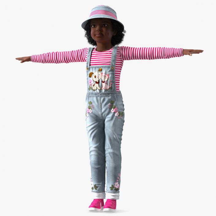 Dressed Street Style Black Girl Child T-Pose 3D model