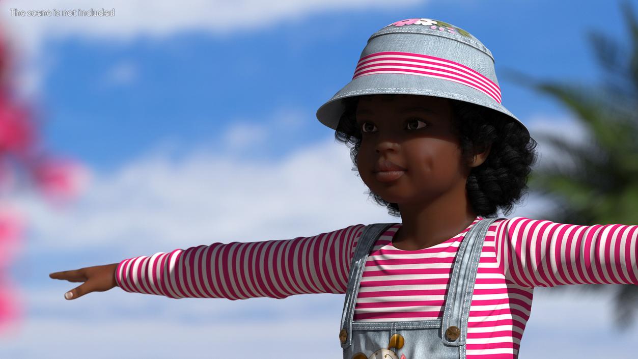 Dressed Street Style Black Girl Child T-Pose 3D model