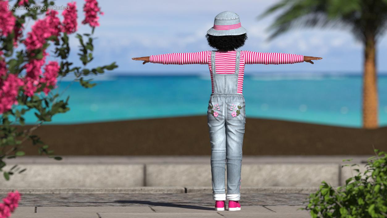 Dressed Street Style Black Girl Child T-Pose 3D model