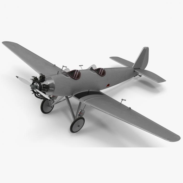 3D model Retro Airplane Rigged for Cinema 4D