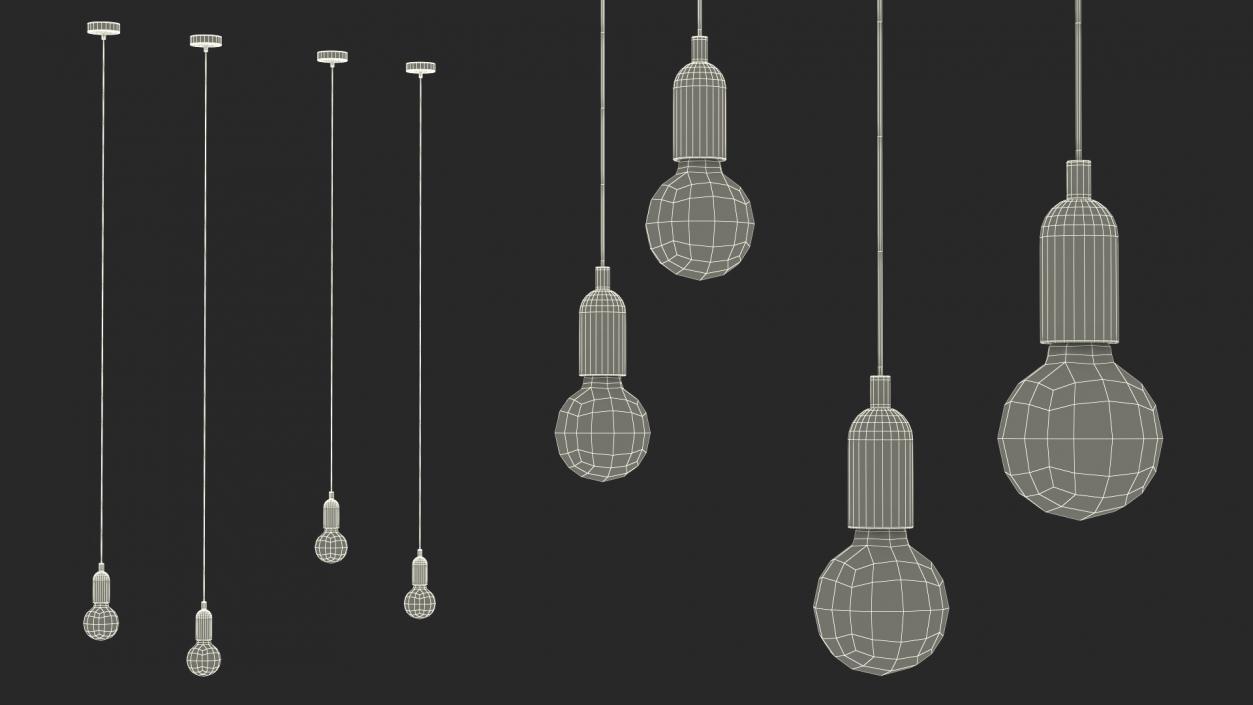 3D Hanging Bulbs model