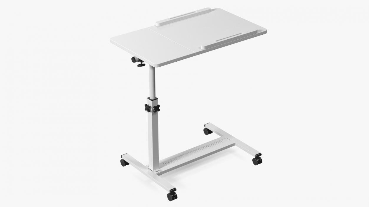 Overbed Rolling Laptop Table White 3D model