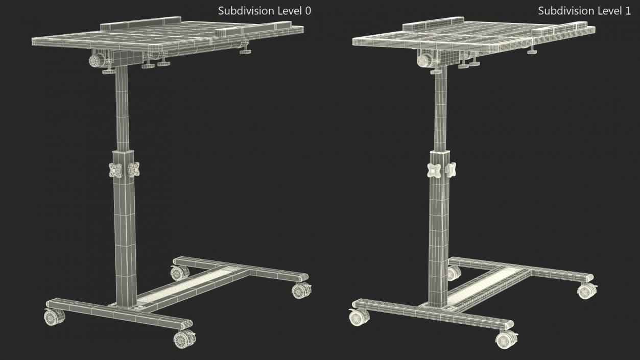 Overbed Rolling Laptop Table White 3D model