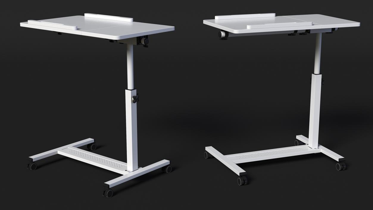 Overbed Rolling Laptop Table White 3D model