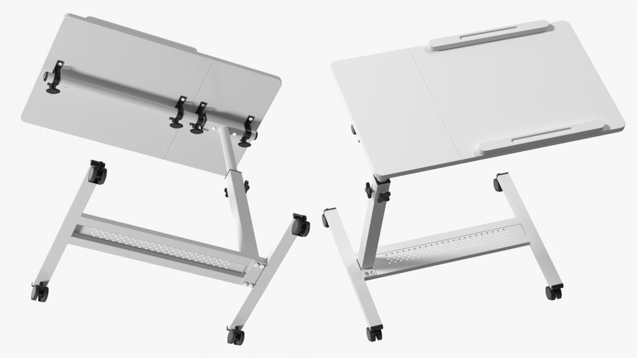 Overbed Rolling Laptop Table White 3D model