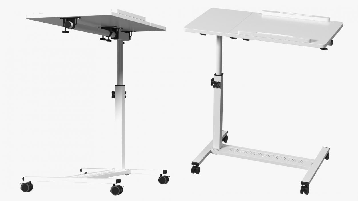 Overbed Rolling Laptop Table White 3D model