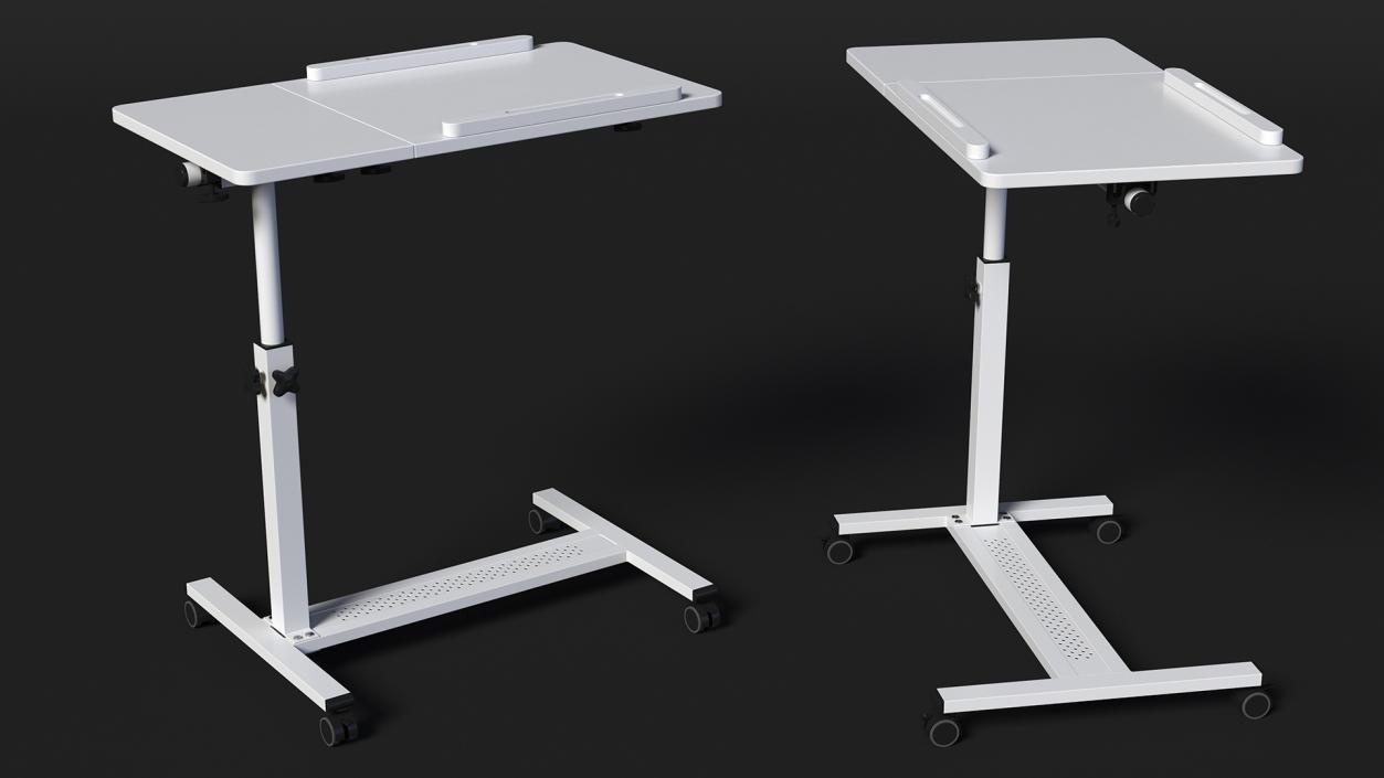 Overbed Rolling Laptop Table White 3D model