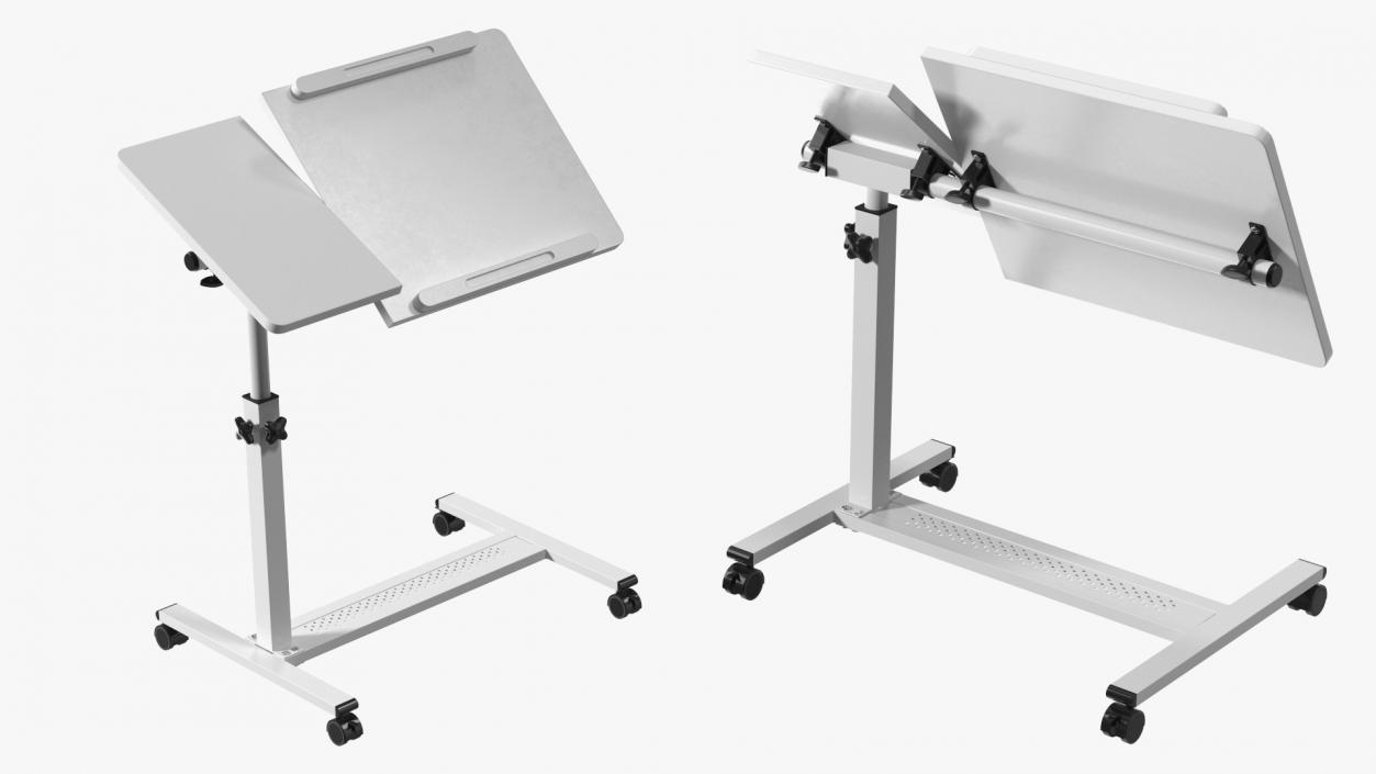 Overbed Rolling Laptop Table White 3D model