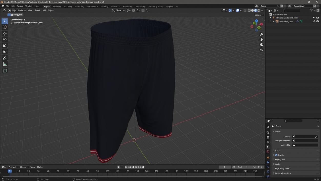 3D model Athletic Shorts with Trim