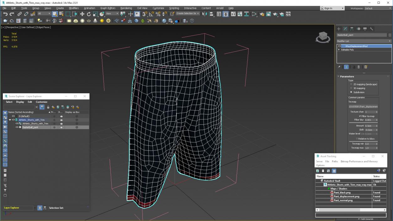 3D model Athletic Shorts with Trim