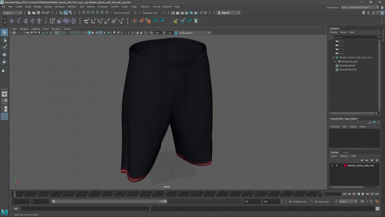 3D model Athletic Shorts with Trim