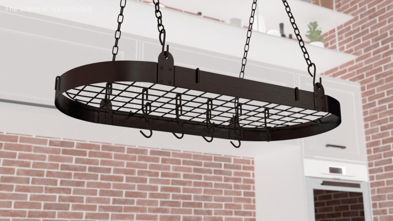 3D Kitchen Hanging Pot Rack with Hooks Black