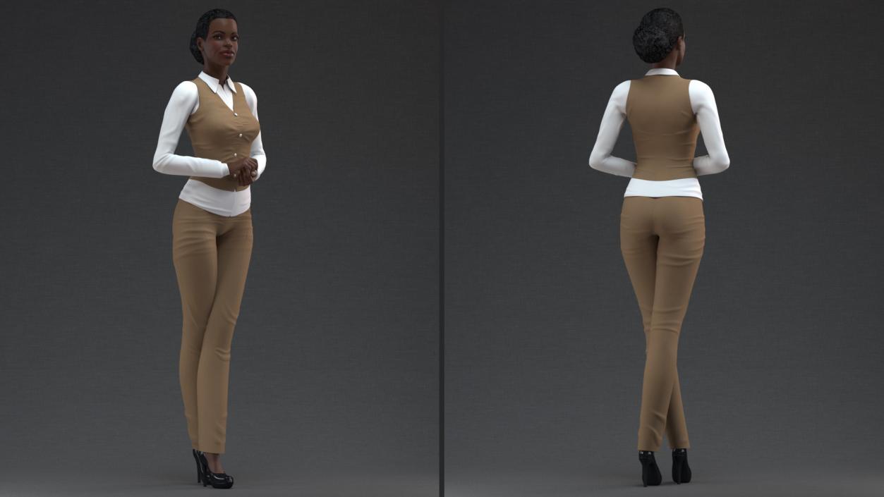 Dark Skin City Style Woman Standing Pose 2 3D