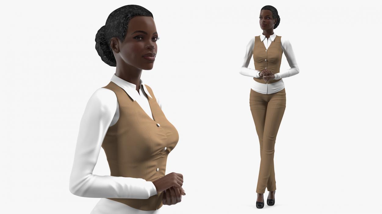 Dark Skin City Style Woman Standing Pose 2 3D