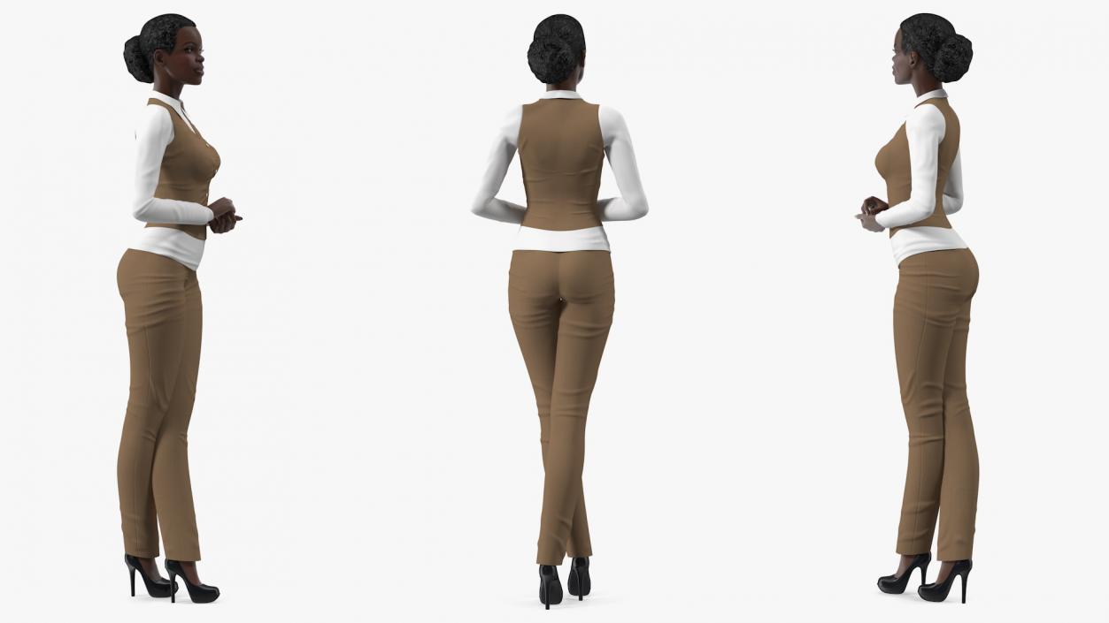 Dark Skin City Style Woman Standing Pose 2 3D