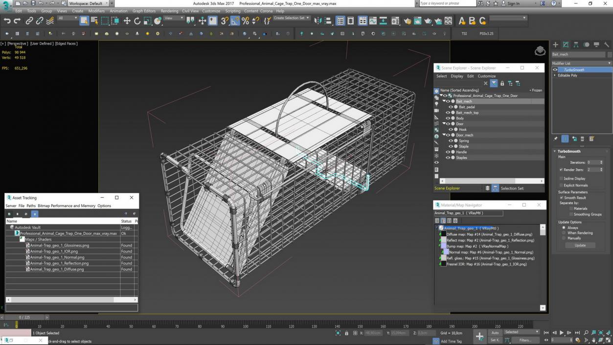 3D Professional Animal Cage Trap One Door model