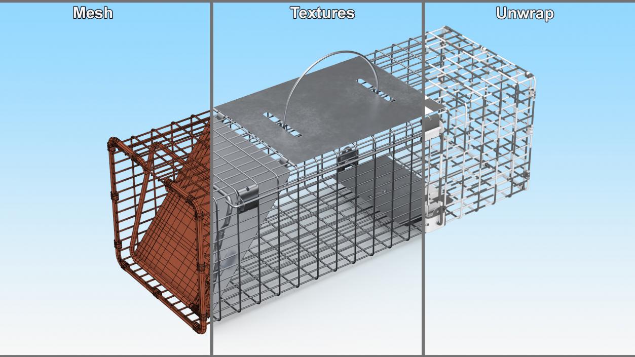 3D Professional Animal Cage Trap One Door model