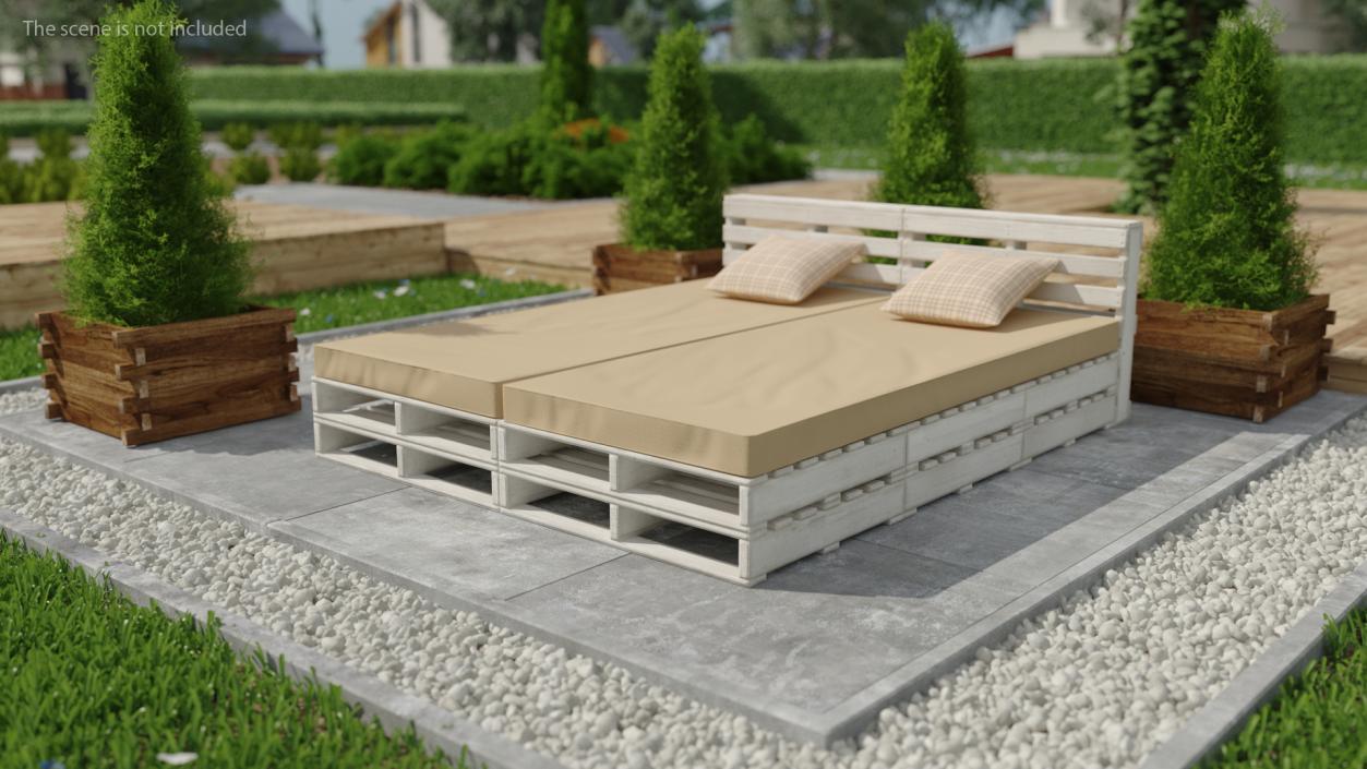 Pallet Outdoor Bed White 3D model