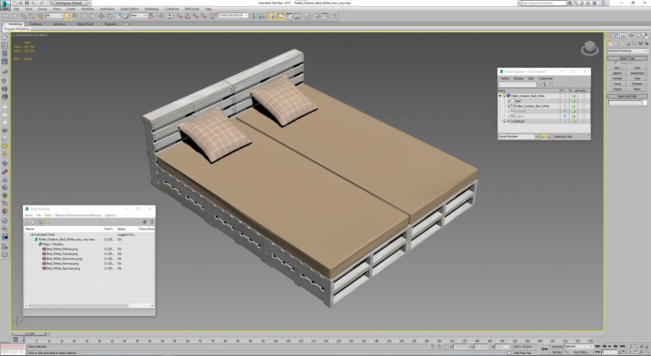 Pallet Outdoor Bed White 3D model