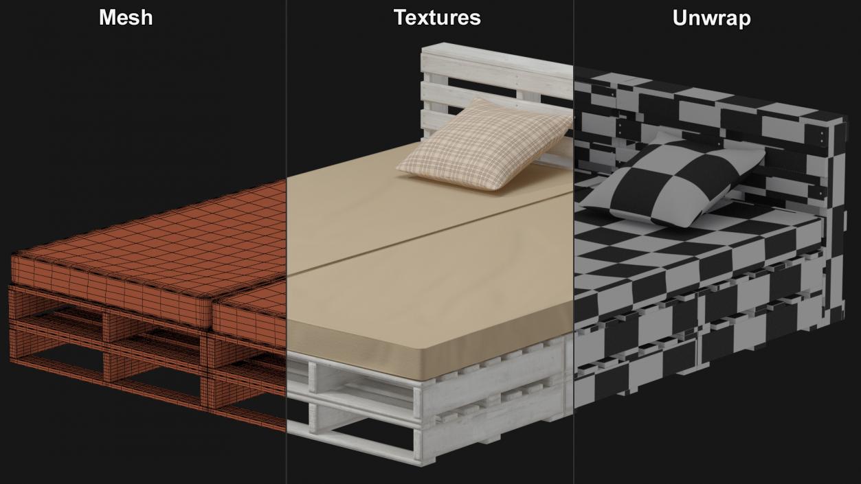 Pallet Outdoor Bed White 3D model