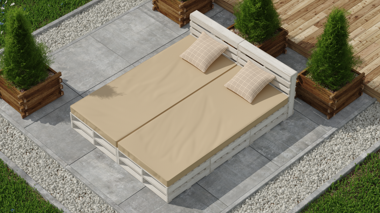 Pallet Outdoor Bed White 3D model