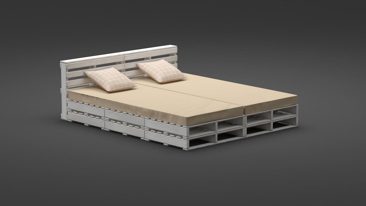 Pallet Outdoor Bed White 3D model