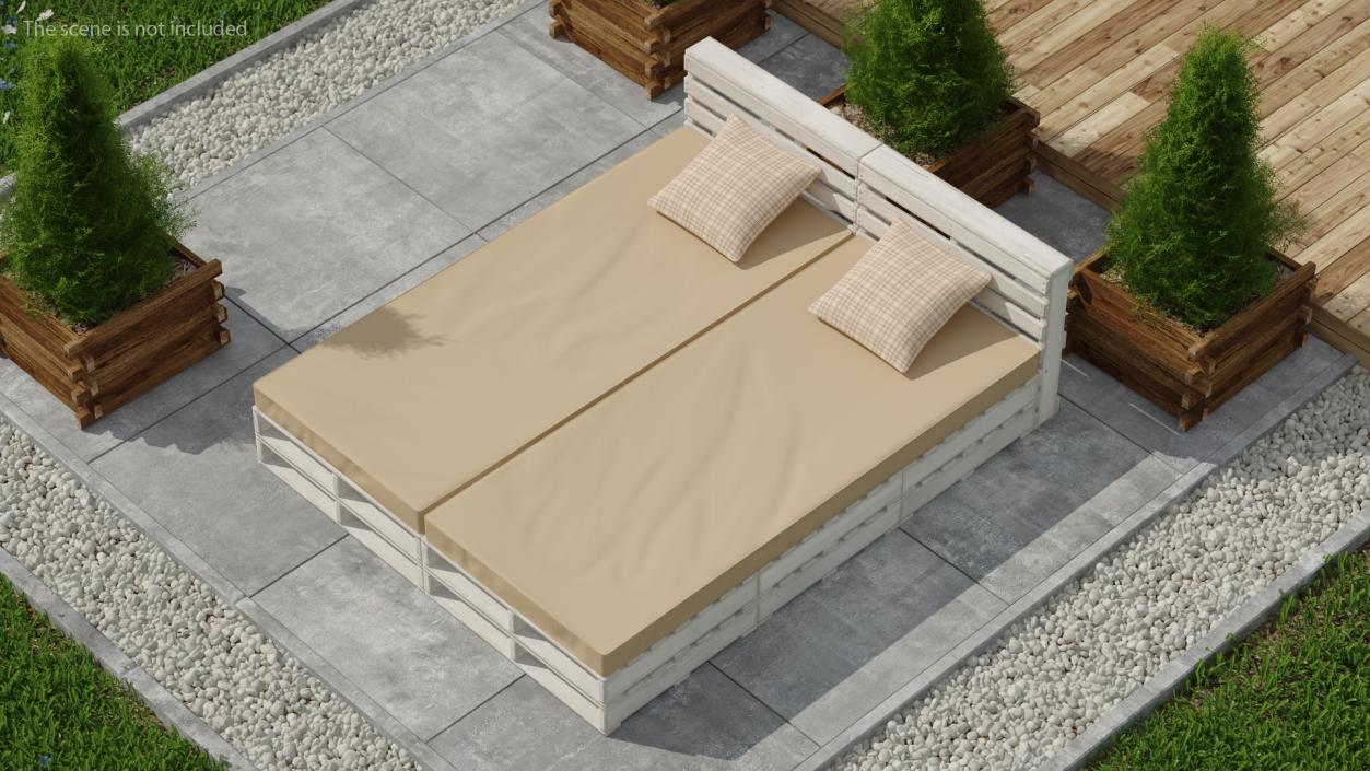 Pallet Outdoor Bed White 3D model