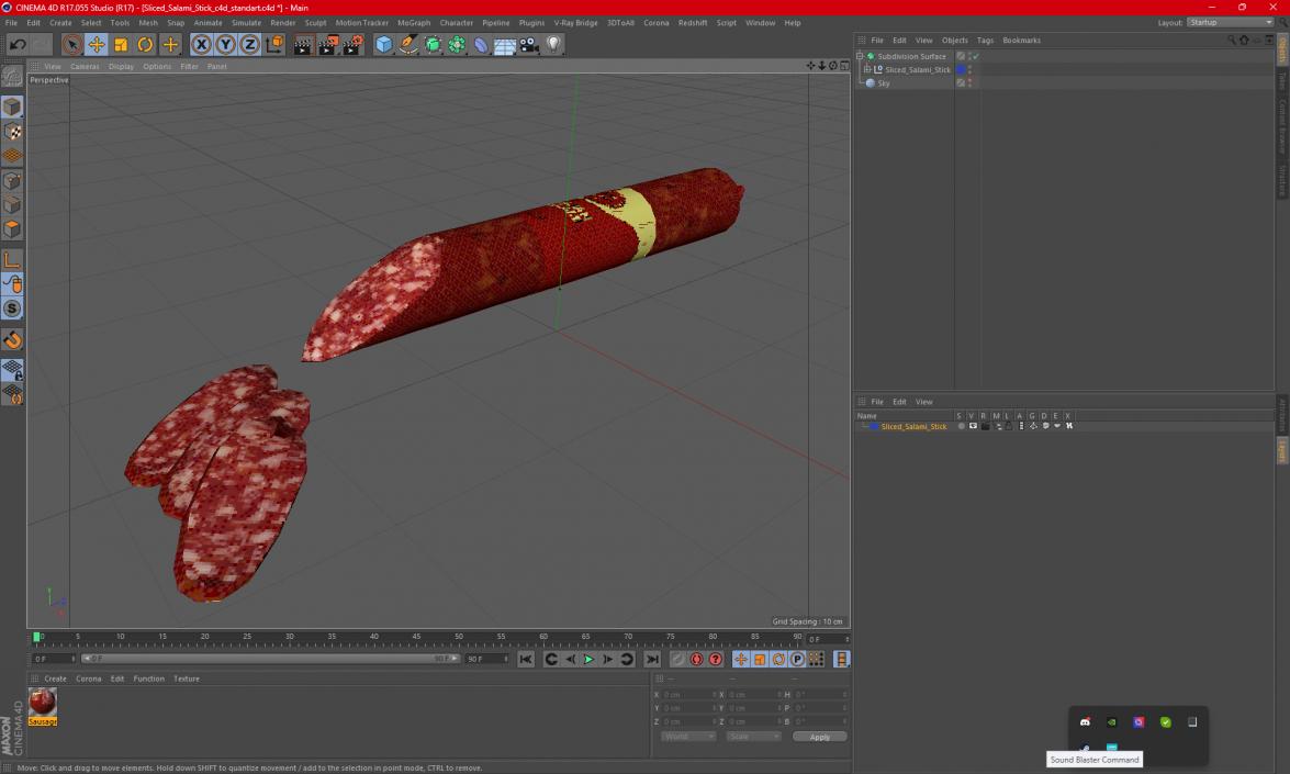 Sliced Salami Stick 3D model