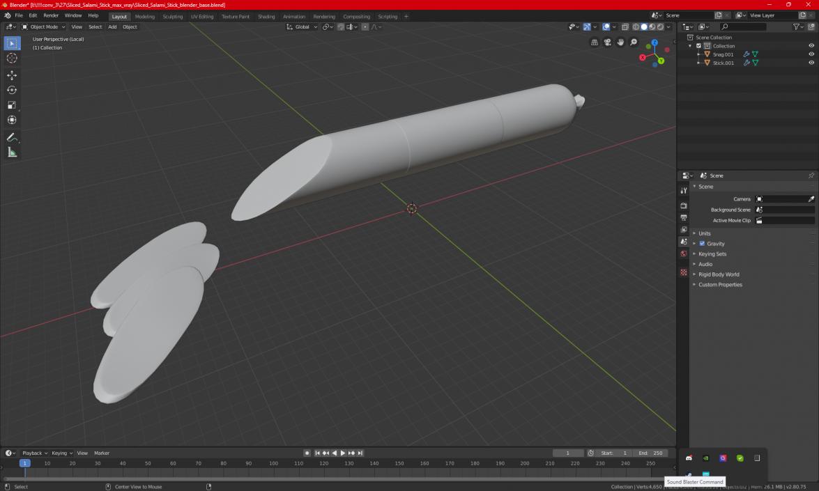 Sliced Salami Stick 3D model