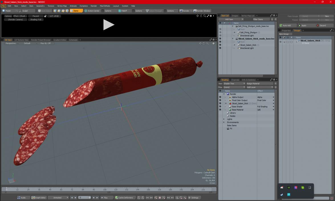 Sliced Salami Stick 3D model