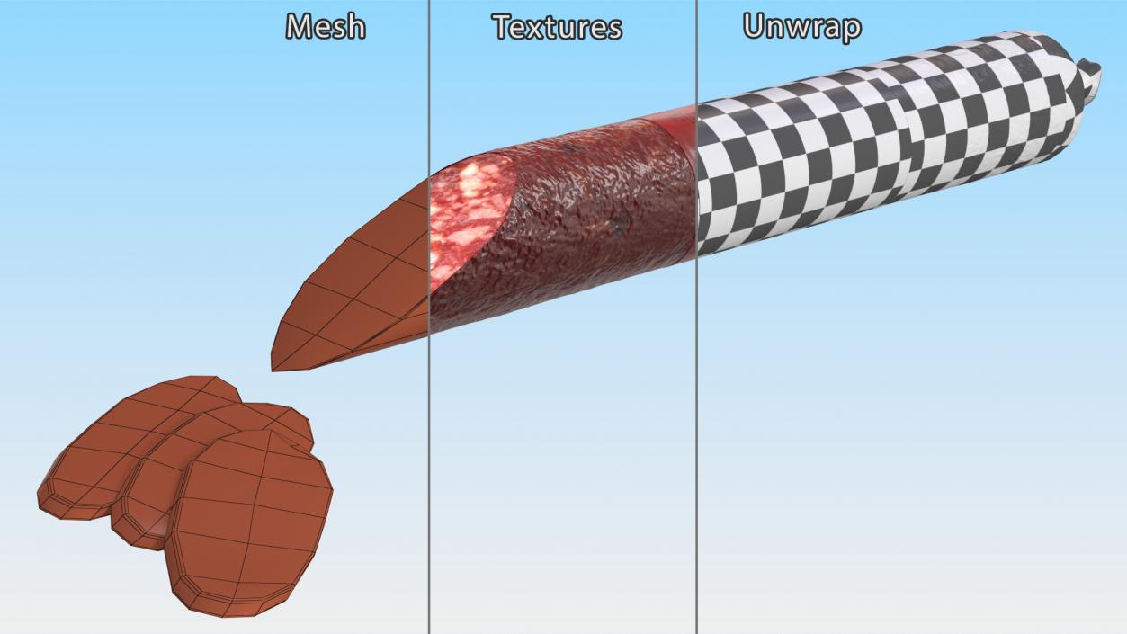 Sliced Salami Stick 3D model