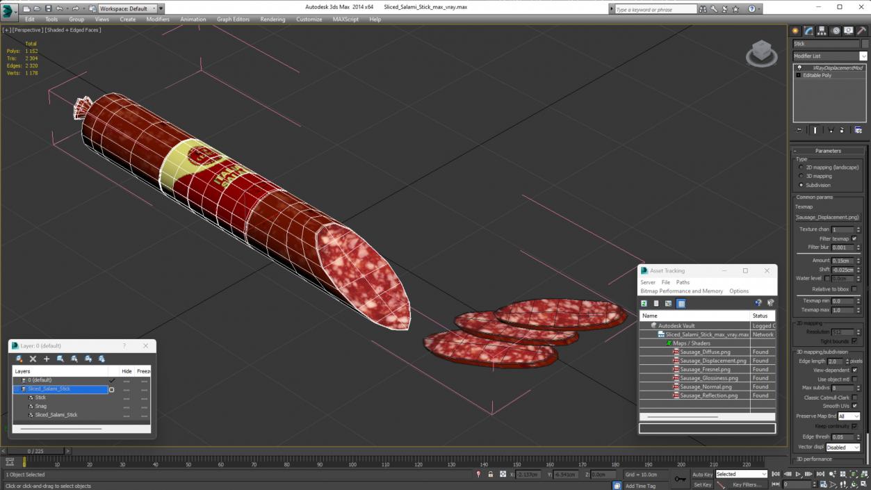 Sliced Salami Stick 3D model