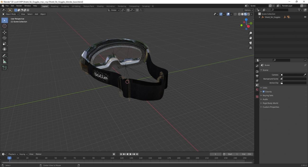 3D Shield Ski Goggles model