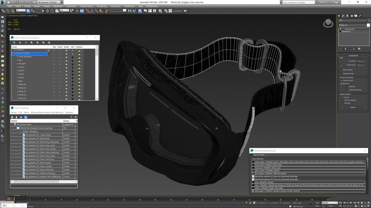 3D Shield Ski Goggles model