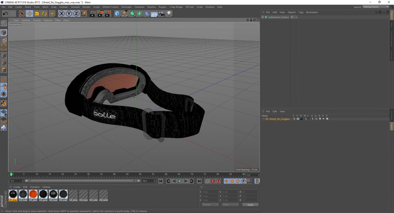 3D Shield Ski Goggles model