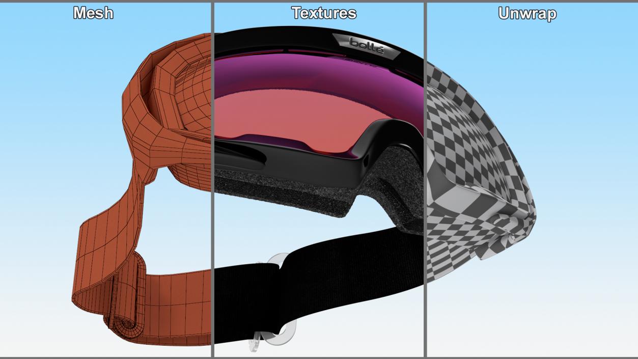 3D Shield Ski Goggles model