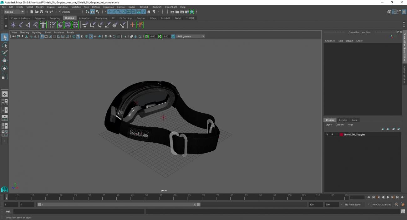 3D Shield Ski Goggles model