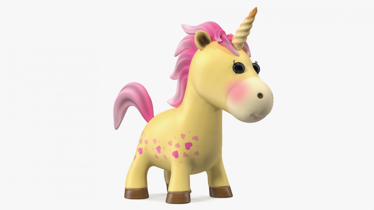 3D model Yellow Cartoon Unicorn Neutral Pose