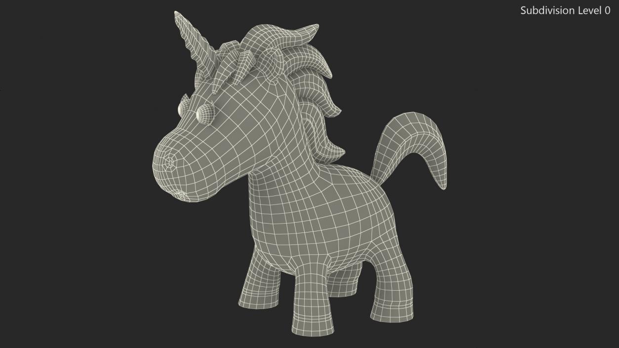 3D model Yellow Cartoon Unicorn Neutral Pose