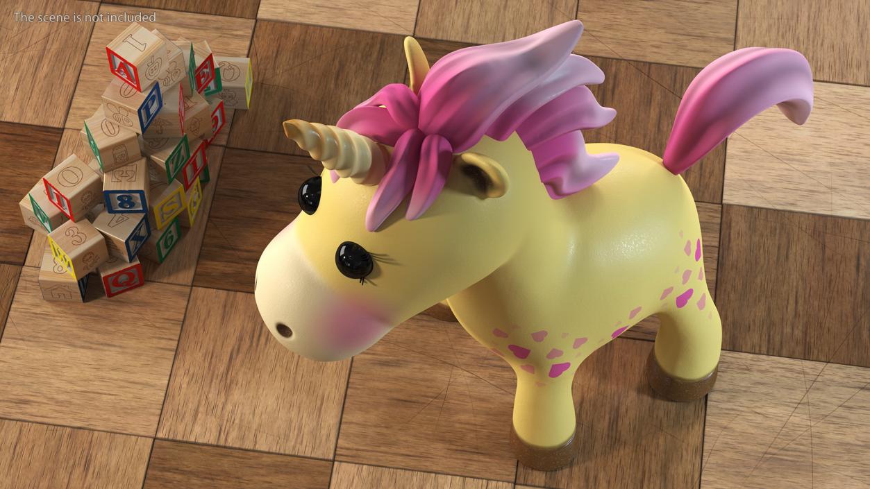 3D model Yellow Cartoon Unicorn Neutral Pose