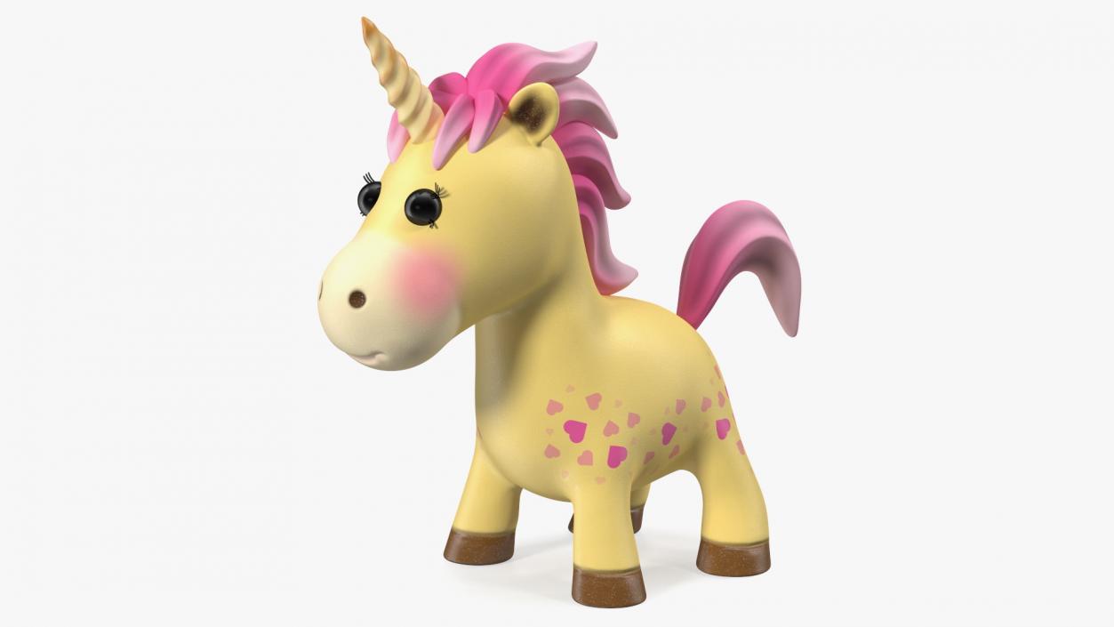 3D model Yellow Cartoon Unicorn Neutral Pose