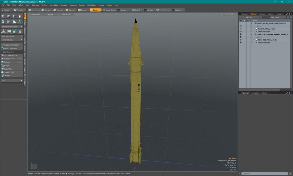 3D Fateh-110 Military Missile