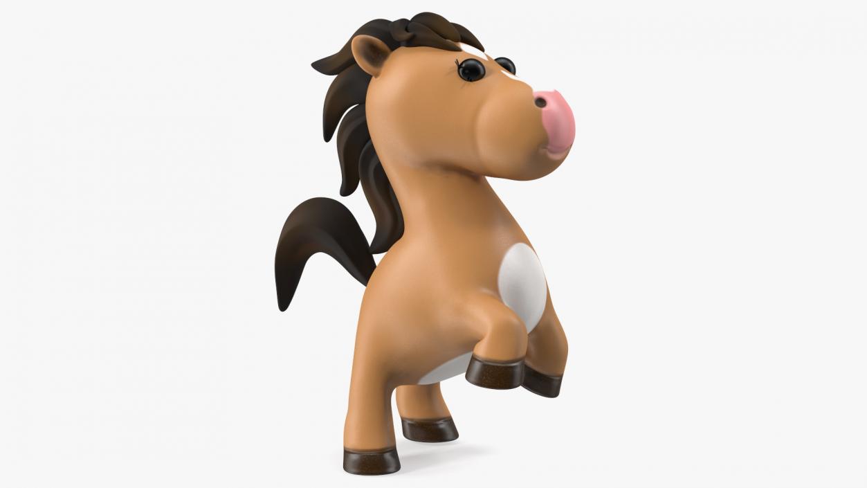 Brown Cartoon Horse Jumping Pose 3D