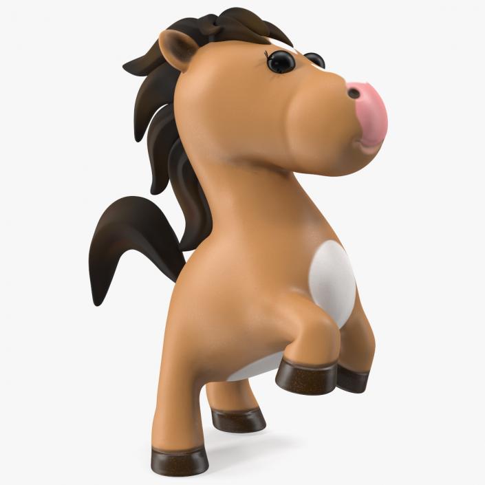 Brown Cartoon Horse Jumping Pose 3D