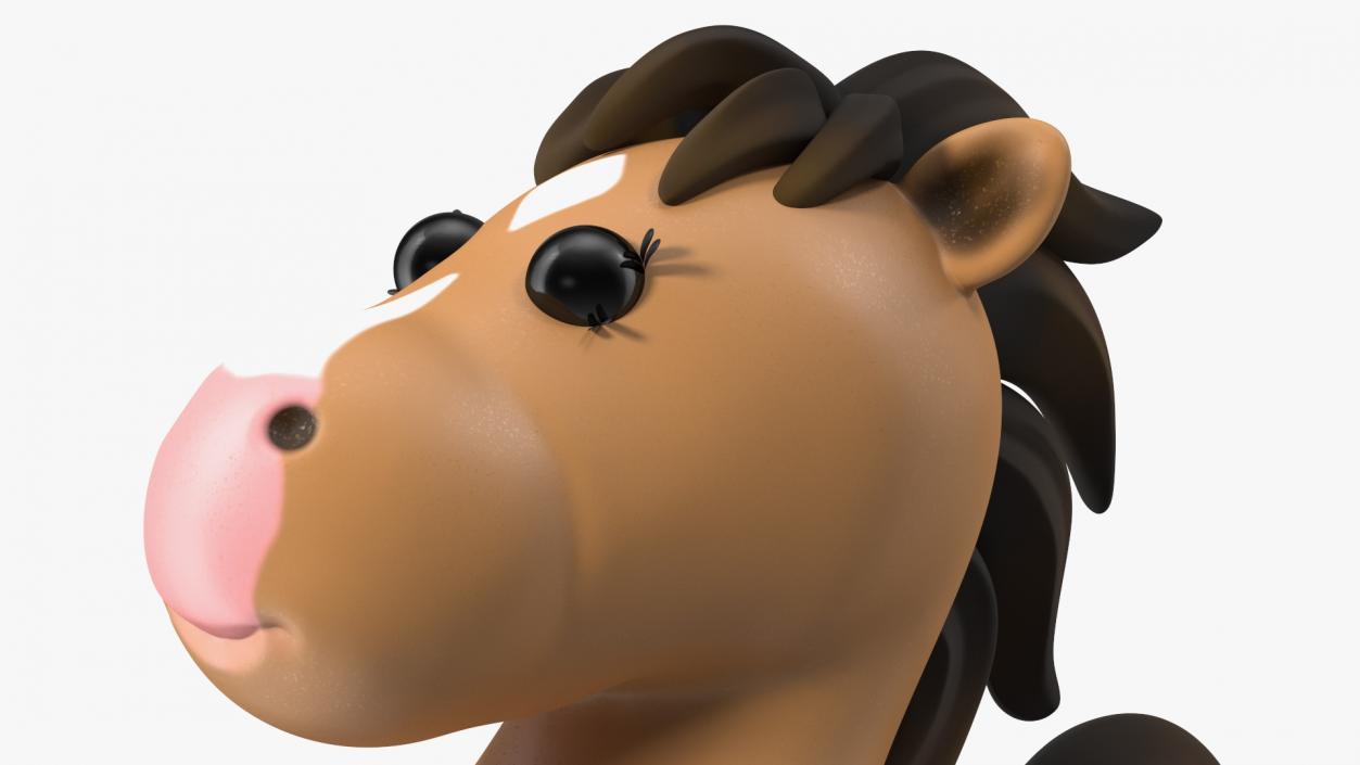 Brown Cartoon Horse Jumping Pose 3D