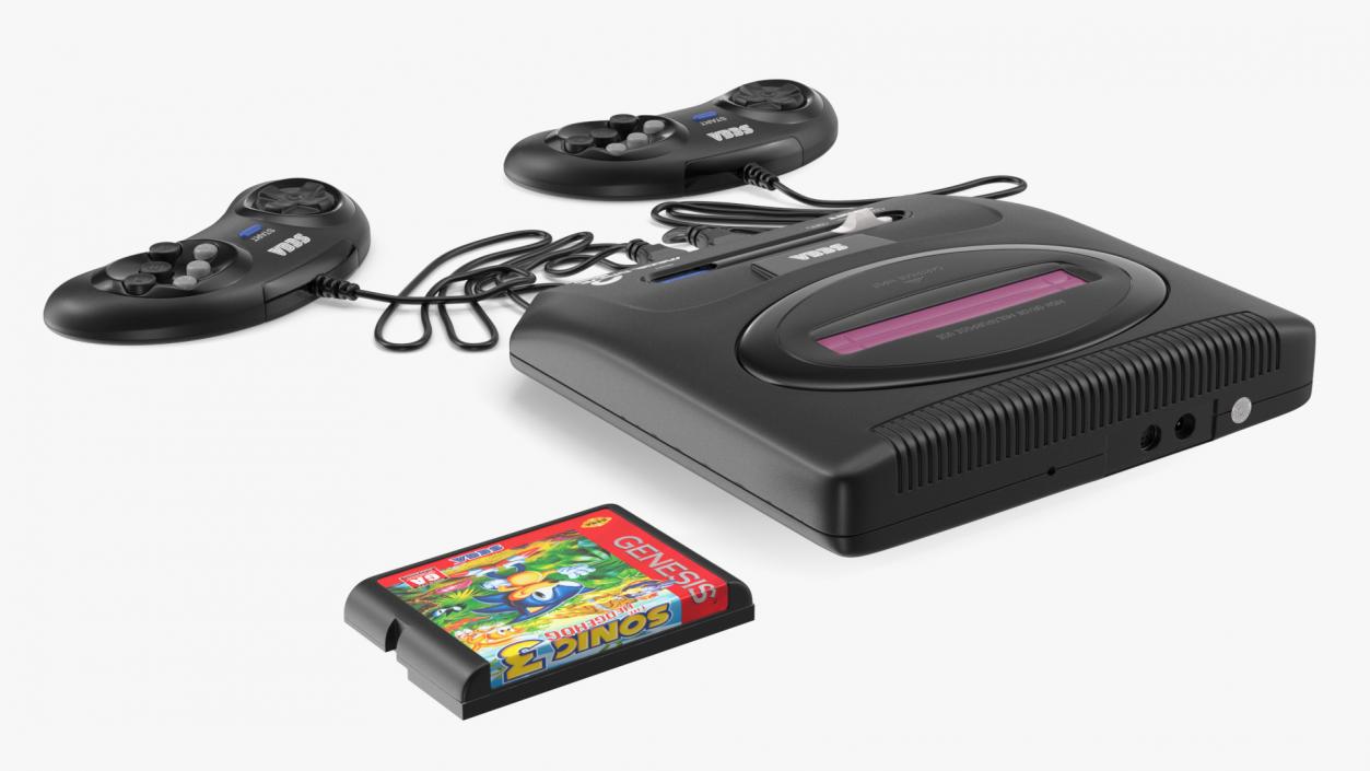 3D model Sega Mega Drive 2 with Cartridge Sonic 3