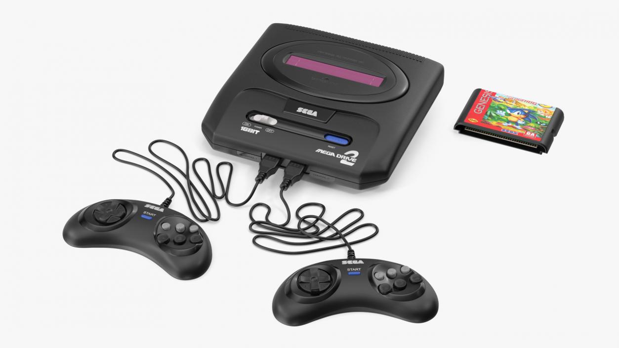 3D model Sega Mega Drive 2 with Cartridge Sonic 3