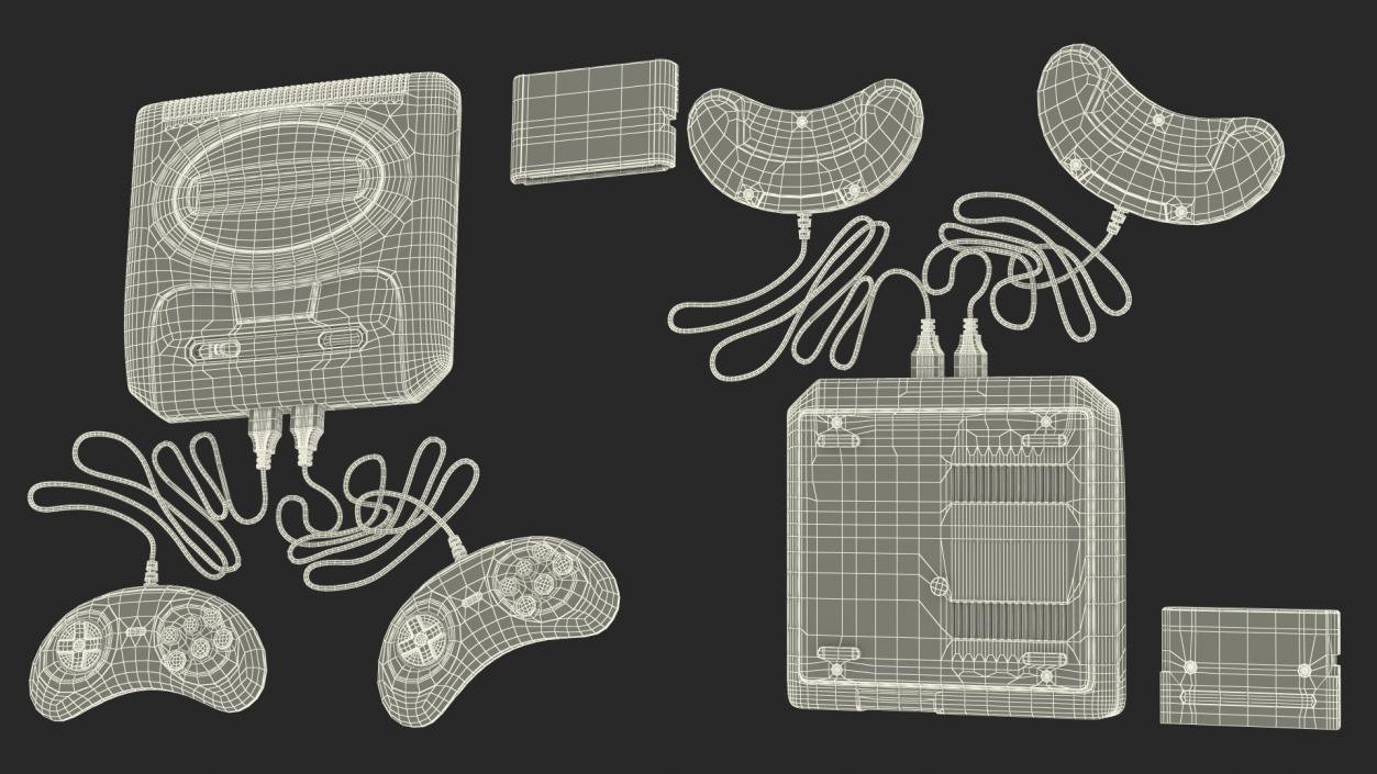 3D model Sega Mega Drive 2 with Cartridge Sonic 3