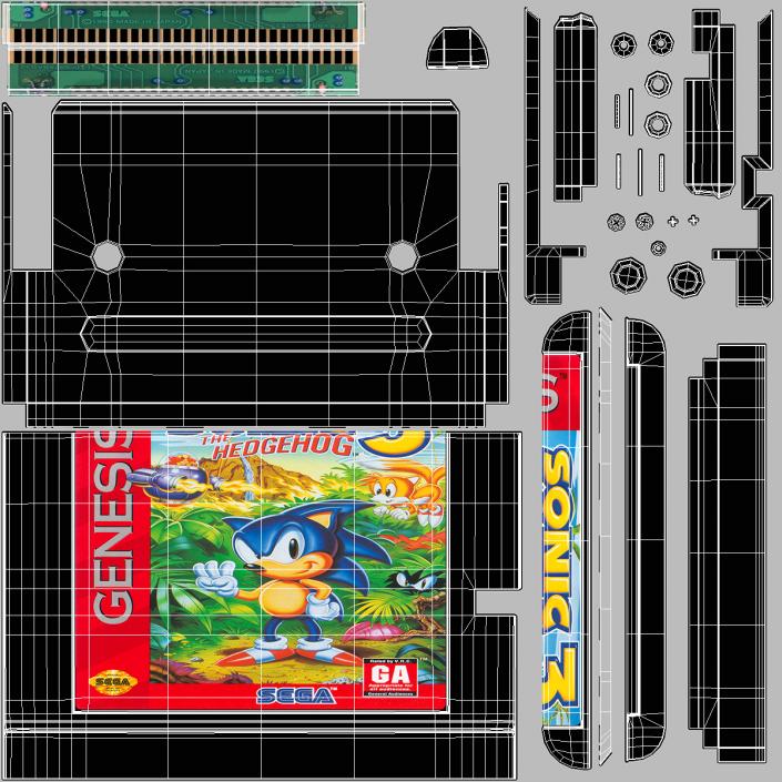 3D model Sega Mega Drive 2 with Cartridge Sonic 3